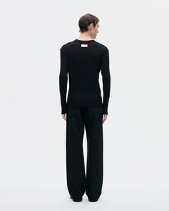 Base Tee LS Army Wool 009 Black